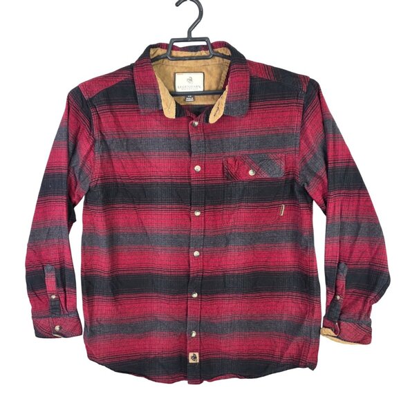 Mens Legendary Whitetails Red & Black Plaid Flannel Shirt Button Up Long Size L - Picture 1 of 8